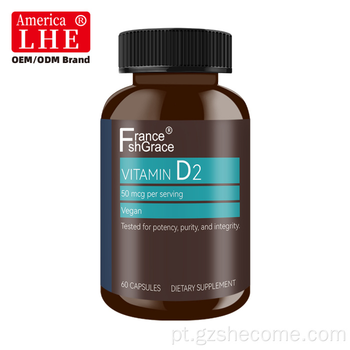 Shecome Vitamina D2 Cápsulas Suporte Imunológico para Saúde Óssea